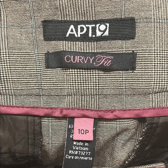 Apt. 9 Women Curvy Fit Black Plaid Trouser Dress Pants Size 10 Petite - Picture 7 of 7